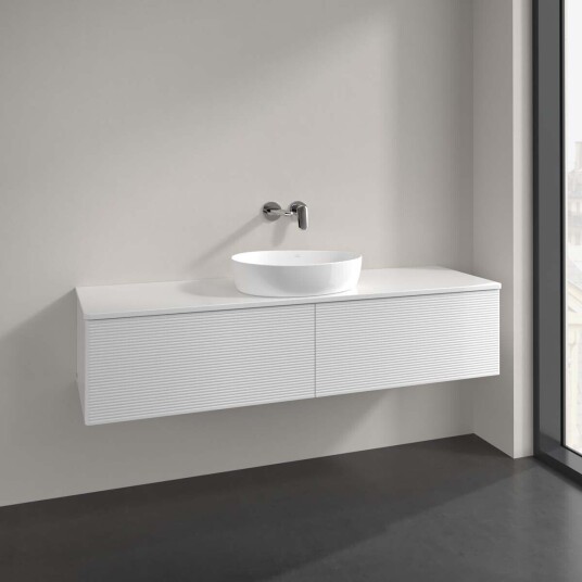Villeroy & Boch Antao Servantskap med 2 skuffer 160x50x36 cm m/lys Hvit Høyglans Villeroy & Boch Antao Servantskap med 2 skuffer 160x50x36 cm m/lys Hvit Høyglans