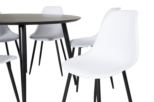 Venture Home Dipp Spisegruppe 115 cm Rund med 6 Polar Stoler Sort