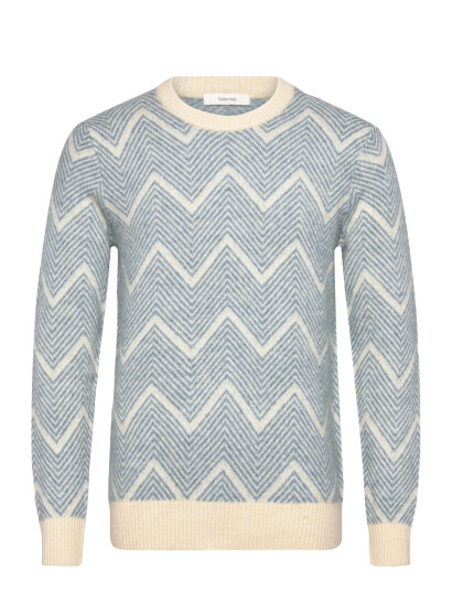 Selected Slhrai Ls Knit Crew Neck Noos - Blue - L Selected Slhrai Ls Knit Crew Neck Noos - Blue - L