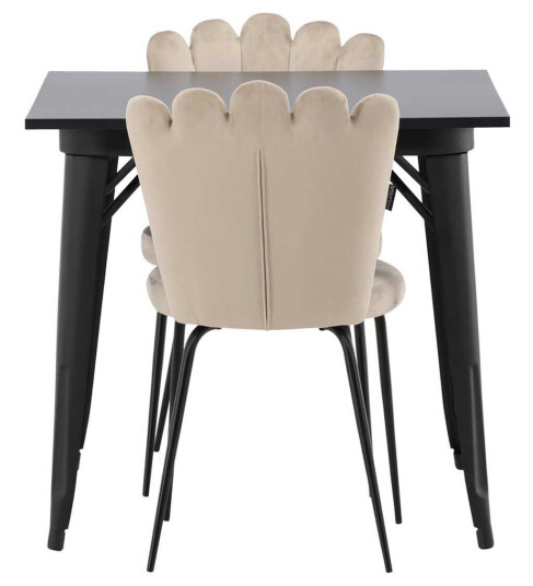 Venture Design Tempe & Limhamn spisegruppe Beige/svart 2 stoler & bord 80 x 80 cm