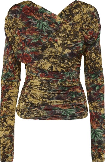 Ganni Top In Printed Jersey Gold 34 Ganni Top In Printed Jersey Gold 34