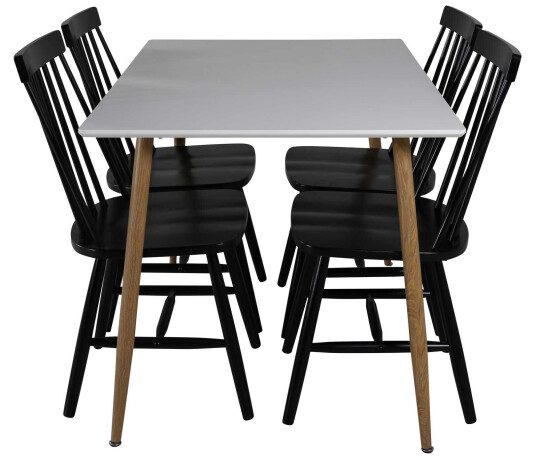 Venture Design Polar & Lönneberga spisegruppe Hvit/svart 4 st stoler & bord 120 x 75 cm