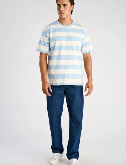 Lindbergh Striped Oversized O Neck Tee S/S Blue XL