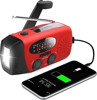 Bærbar Håndsving Solradio med LED Lommelykt, Powerbank-Funksjon Rød Bærbar Håndsving Solradio med LED Lommelykt, Powerbank-Funksjon Rød
