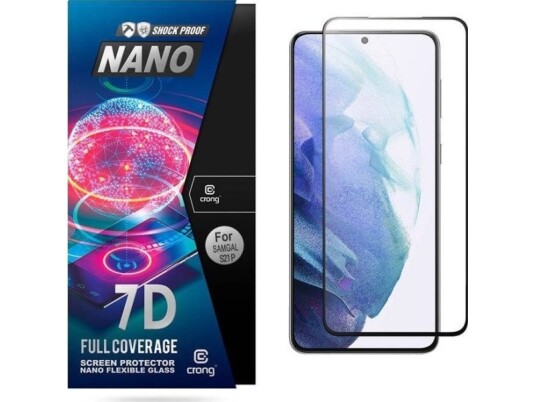 Crong 7D Nano Flexible Glass - Uknuselig 9H Hybridglass For Hele Samsung Galaxy S21-Skjermen