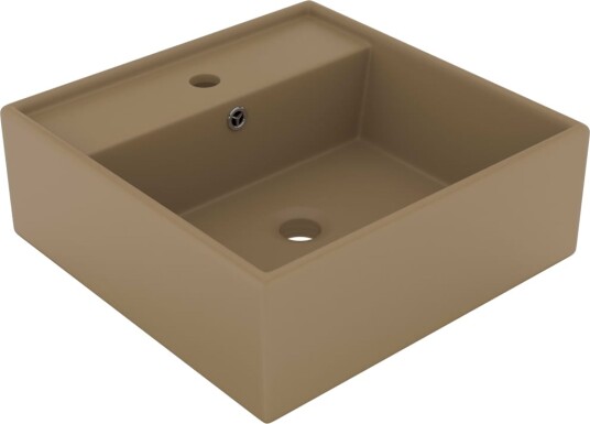 vidaXL Luksuriøs servant overløp firkantet kremhvit 41x41 cm keramisk