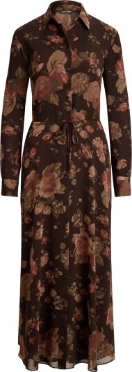 Lauren Ralph Lauren Floral Chiffon Shirtdress BROWN MULTI 48