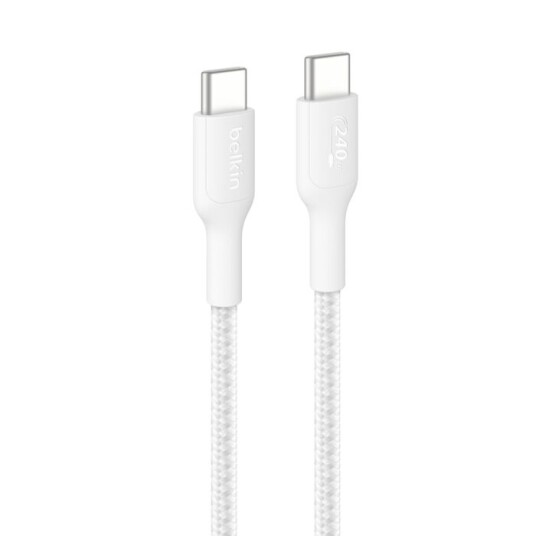 Belkin 240W USB C flettet kabel 1m hvit CAB025hq1MWH