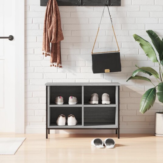 vidaXL Skohylle gr? sonoma 69x35x50 cm konstruert tre vidaXL Skohylle gr? sonoma 69x35x50 cm konstruert tre
