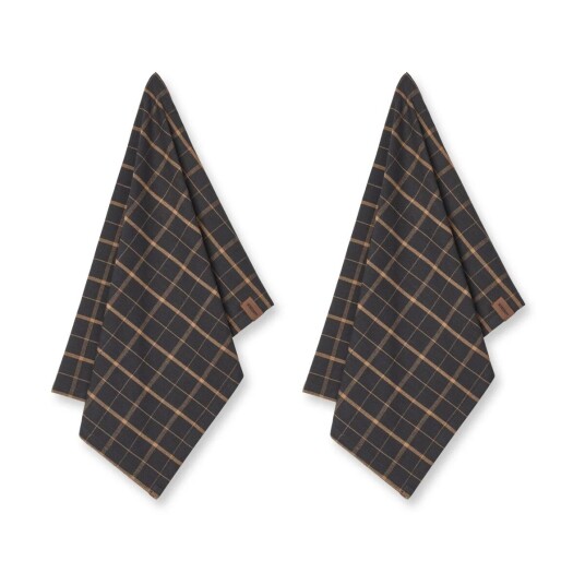 Humdakin Recycled kjøkkenhåndkle 45 x 70 cm 2-pakning Brown plaid