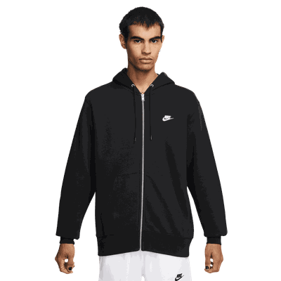 Nike Club Full Zip Fleece Hood hettejakke herre Black XL