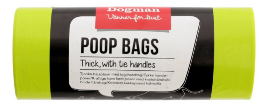Dogman Tykke Bæsjposer 50-pakning med Knytehåndtak - Limegrønn