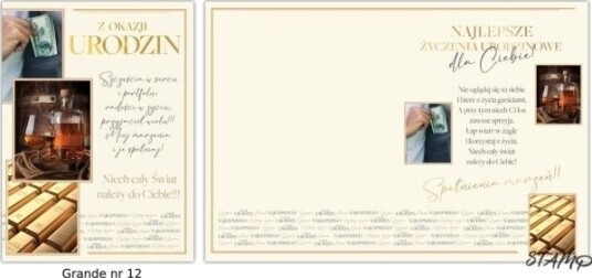 Stamp Gratulasjonskort Grande + Konvolutt Mønster Nr. 12 Bursdag