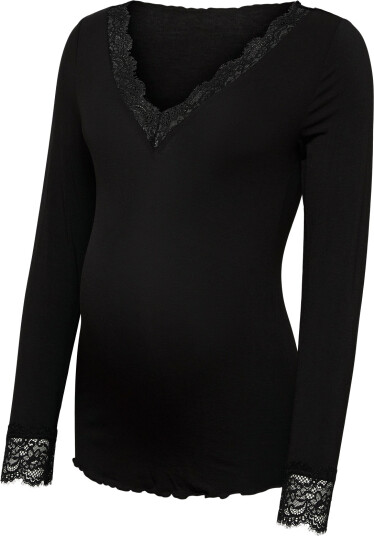 Vero Moda Maternity Vmmskye Ls V Neck Lace Top Jrs Black XL