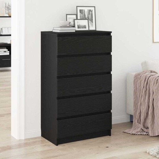 Kommode svart eik 60x36x103 cm konstruert tre Kommode svart eik 60x36x103 cm konstruert tre