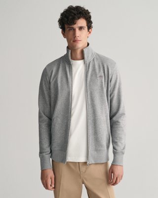 Cardigan i myk bomull med liten logo GREY MELANGE XL