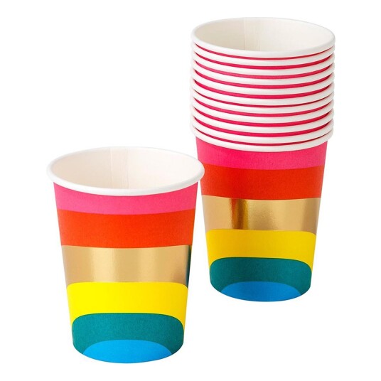 Talking Tables Pappkopper Rainbow Happy Birthday - 8-pakning