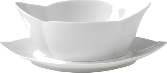 Royal Copenhagen White Fluted sauseskål med skål 55 cl Royal Copenhagen White Fluted sauseskål med skål 55 cl