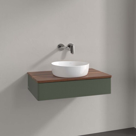 Villeroy & Boch  Antao Servantskap med 1 skuff 80x50x19 cm u/lys Grønn Matt/Valnøtt