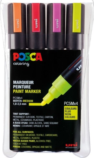 Posca Posca PC-5M Neon Set of 4 Posca Posca PC-5M Neon Set of 4