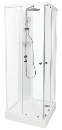 Vikingbad Sofia Rett Pluss Dusjkabinett Hvit Matt / 80x80cm Klart Glass