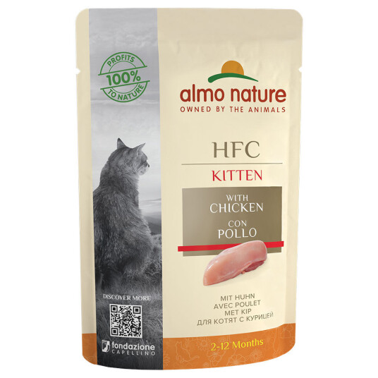 Almo Nature HFC Kitten 6 x 55 g - med kylling Almo Nature HFC Kitten 6 x 55 g - med kylling