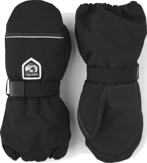 Hestra Kids Wool Terry Votter Svart 92/98 cm med Vanntett og Pusteevne