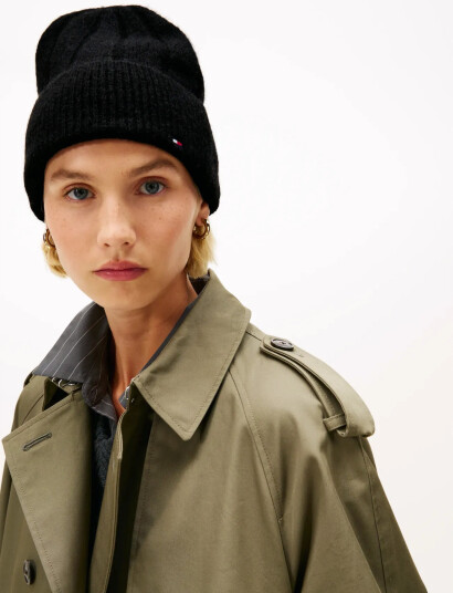 Tommy Hilfiger Th Flag Fluffy Beanie - Black - ONE SIZE