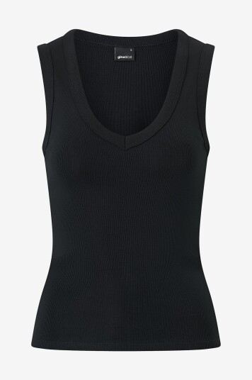 Gina Tricot Undertøystopp Tight V neck Rib Tank Svart
