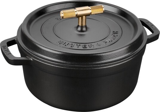 Buster+Punch rund gryte 24 cm messingknott Buster+Punch rund gryte 24 cm messingknott