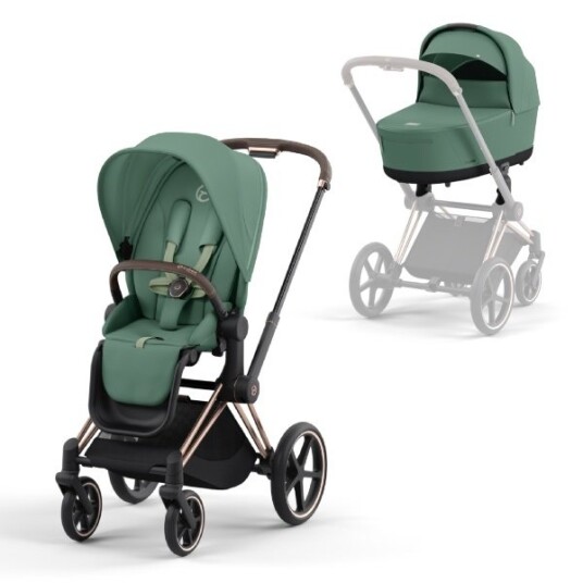 Komplett barnevogn Cybex e-Priam Rose Gold/Leaf Green