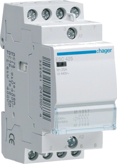 Hager Contactor 25a 4no 24v 2m (3250612400898)
