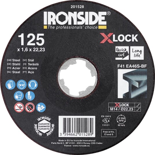 Ironside 201526 Kappeskive 115 cm, X-LOCK, for stål, F41 115 x 2,5 x 22,23 mm, Maskintilbehør & forbruk