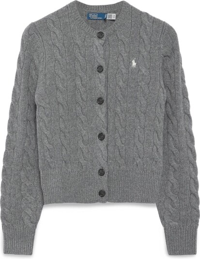 Polo Ralph Lauren Cable Knit Wool Cashmere Cardigan Grey XL
