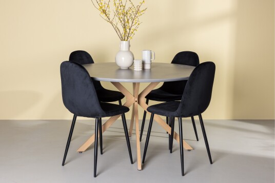Venture Home Piazza Spisegruppe + 4 stoler Grå