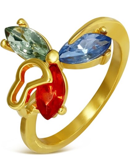 Natures Fairy Dream Gullfarget Stålring med CZ Stener Strl 49 x 15,60 mm