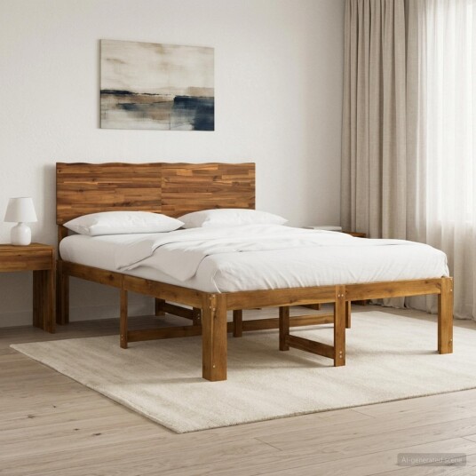 vidaXL Dobbel Sengramme med Hodegjerde ROSTOCK Naturlig 135 x 190 cm