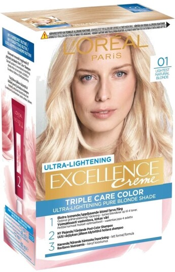 L'Oréal Paris Excellence Crème Hårfarge – 1 Stk. 01 Lightest Natural Blonde L'Oréal Excellence Hårpleie Hårfarge & Tilbehør Hårfarge