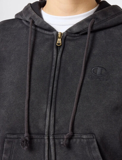 Champion Full Zip Hoodie Sweatshirt - Black - XS