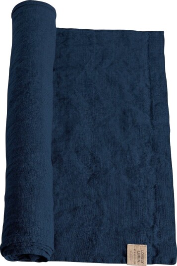 Lovely Linen Løper Lovely i vasket lin Blå