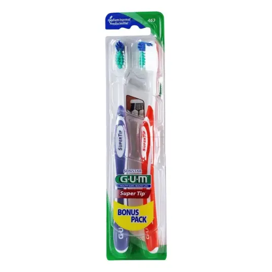 GUM Tannbørster 2 pcs. Super Tip Compact Medium 463