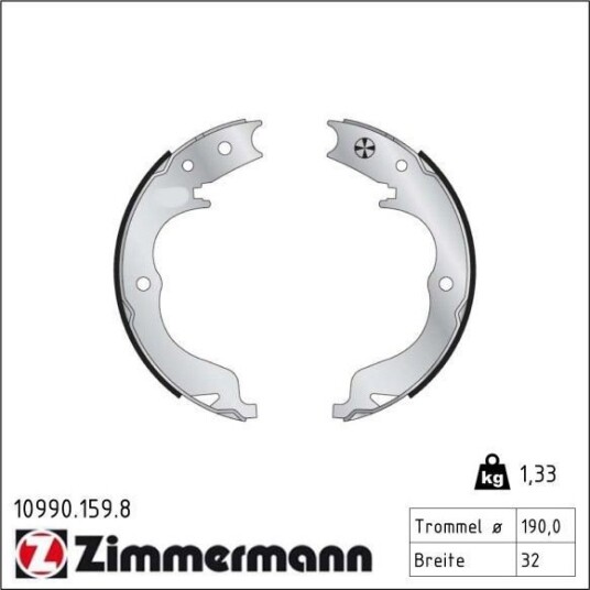 Bremseskosett, håndbrems ZIMMERMANN 10990.159.8