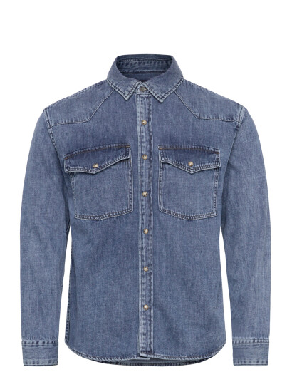 Abercrombie & Fitch Long Sleeve Denim - Blue - XS