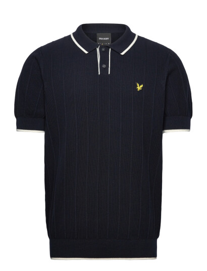 Lyle & Scott Tipped Pique Knitted Polo Navy M