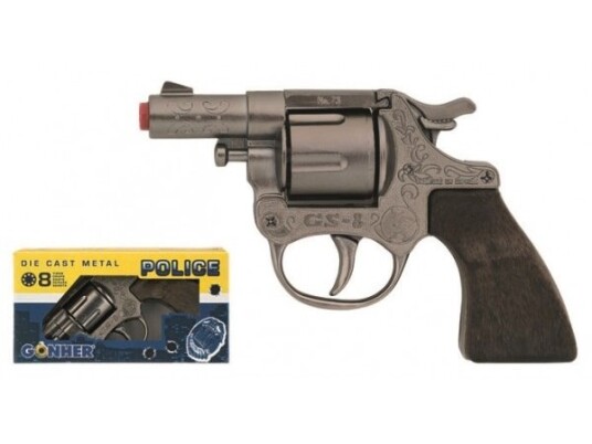Gonher Liten Politirevolver I Metall 8 Kuler Gonher Liten Politirevolver I Metall 8 Kuler