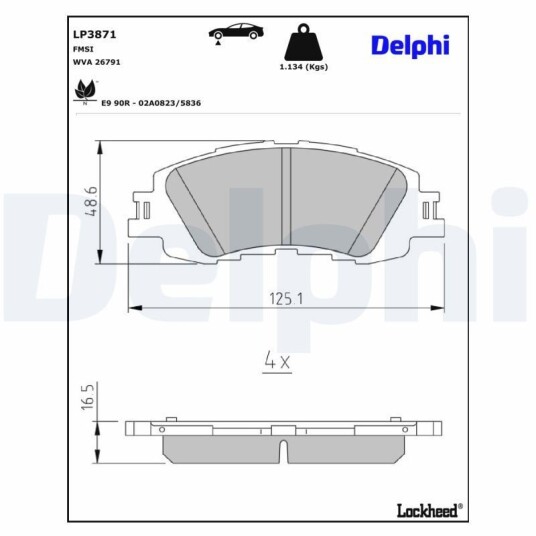 Bremseklosser DELPHI LP3871
