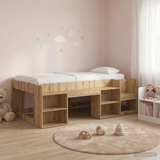Barneseng med oppbevaring Artisan eik 90 x 200 cm Barneseng med oppbevaring Artisan eik 90 x 200 cm