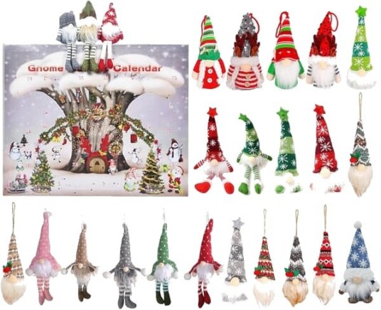 2026 Julenisse Adventskalender med 3 Plysj Nissenisser og 23 Overraskende Minileker Nedtellingskalender Julegave til Barn og Voksne