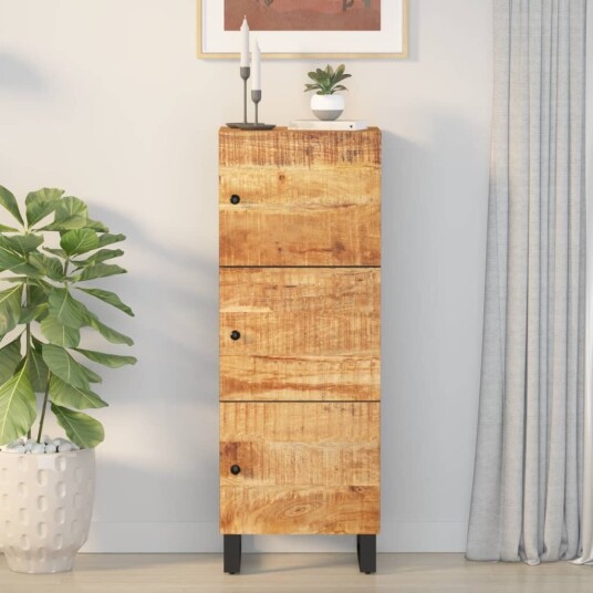 Highboard med 3 dører 40x33x110 cm heltre mango og jern