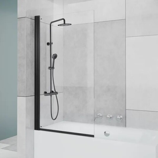 Badnor As Grays Badekarvegg 85x150mm Matt Sort Venstre
